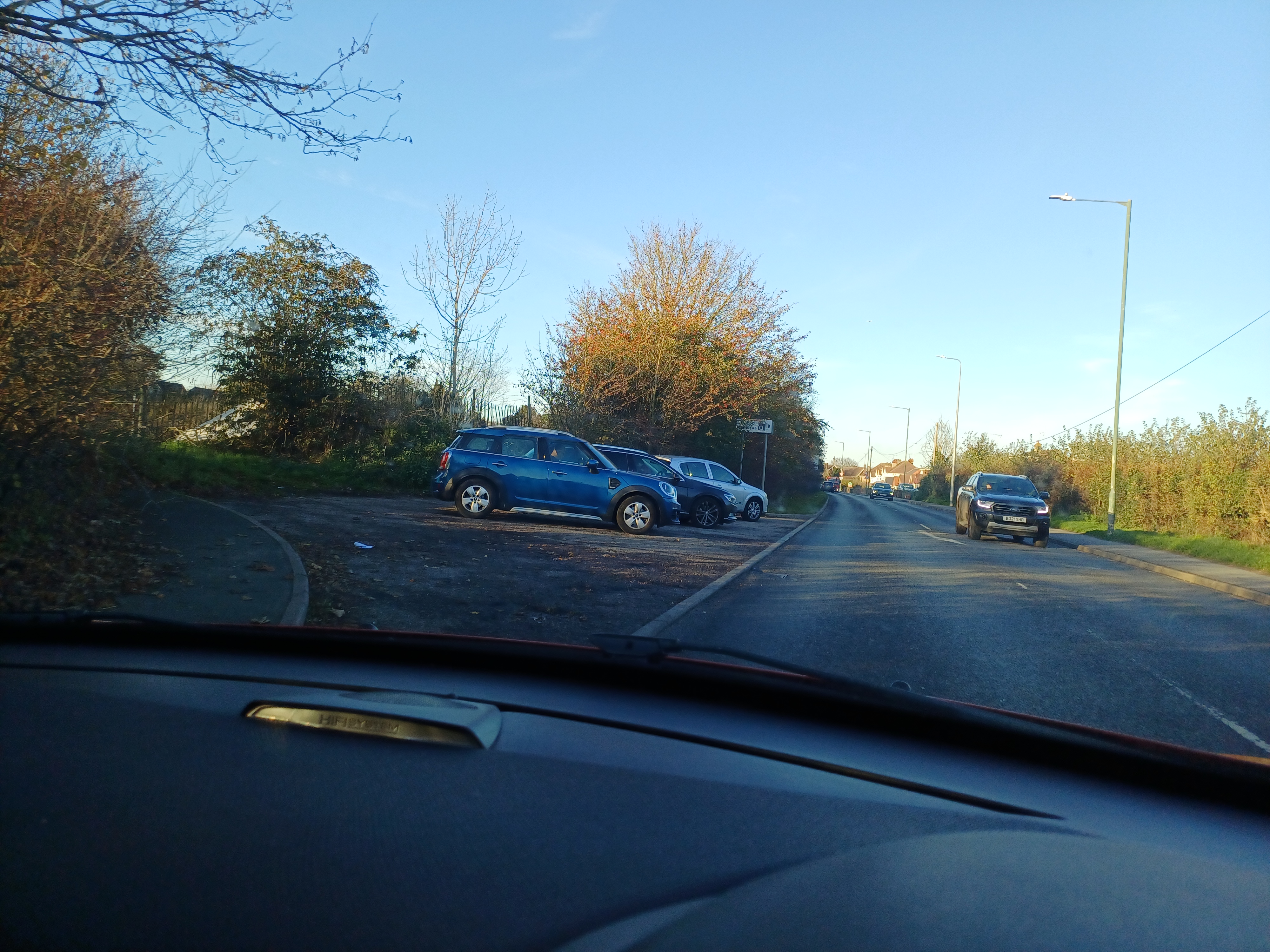 photo of HGV's parked on a makeshift layby