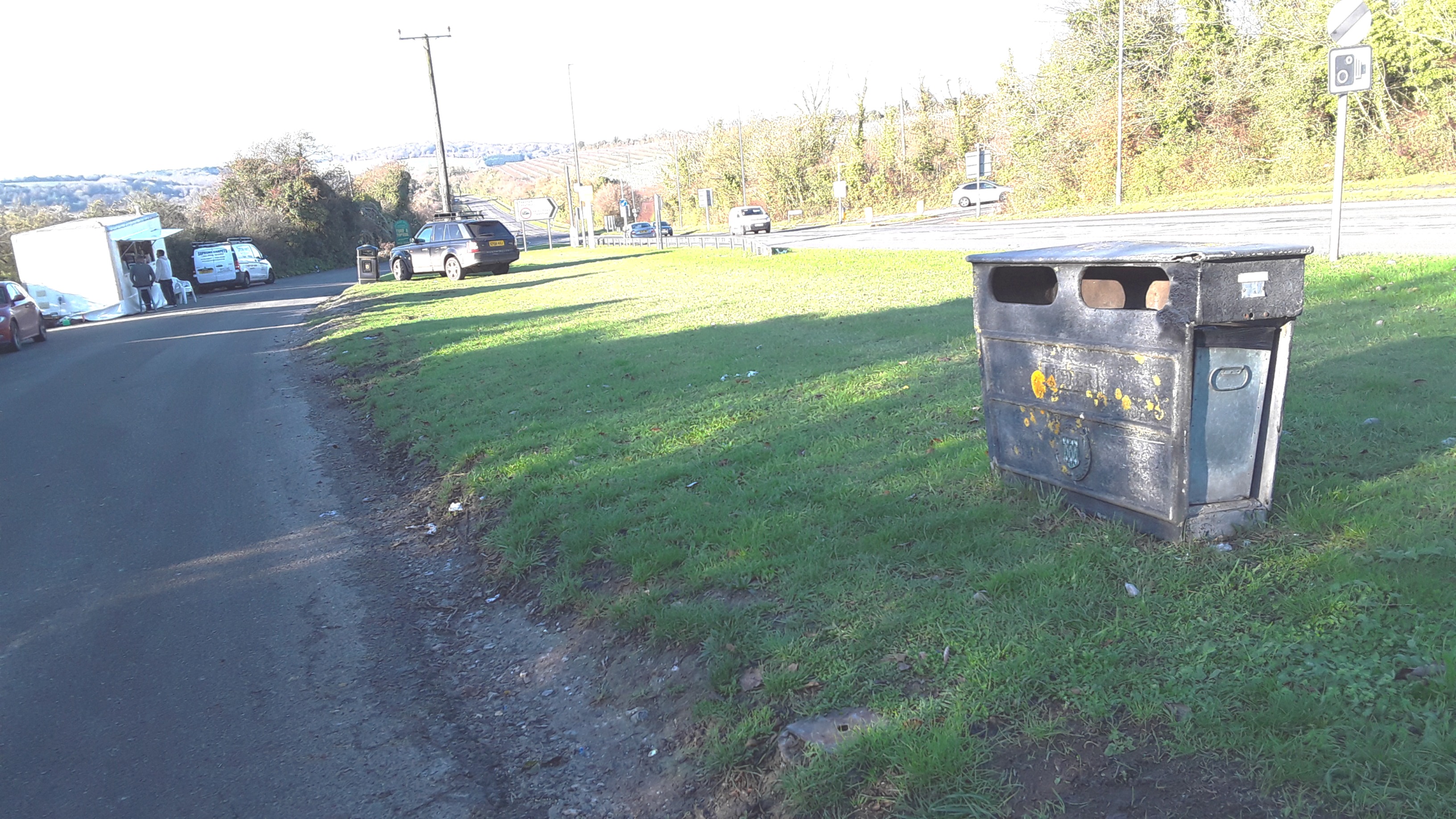 a picture of the layby showing only two bins